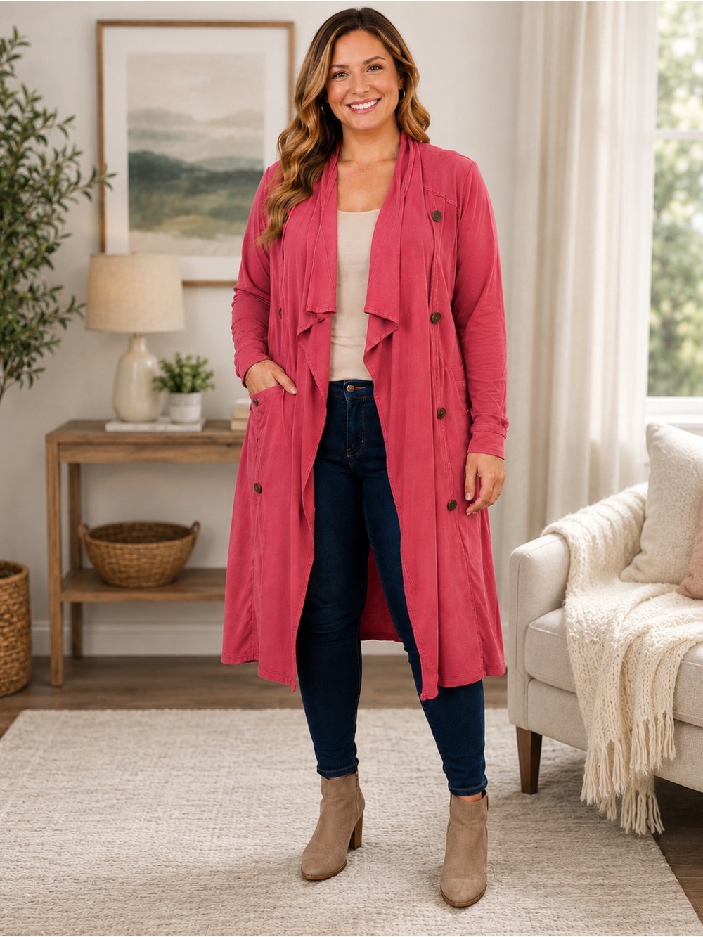 POL Mineral Wash Duster Cardigan Size